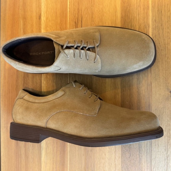 Rockport Men 10 M Tan Beige Suede Oxford Dress Shoes Lace Up Preppy Academia main image 6
